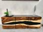 Preview: Baumscheiben Design Sideboard / Anrichte "Black Forest" aus recyceltem Holz mit Suar