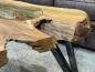 Preview: Baumstamm-Couchtisch mit Glasplatte, ca. 99 x 82 x 46 cm.