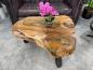 Preview: Baumstamm-Couchtisch mit Glasplatte, ca. 99x82x46 cm