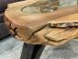 Preview: Baumstamm-Couchtisch mit Glas-Elementen, ca. 99 x 82 x 46 cm.