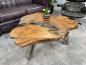 Preview: Tree trunk coffee table with glass top and black legs