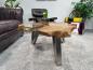 Preview: Tree trunk coffee table with glass top and plant, 109x86x45 cm