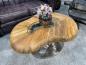 Preview: Bonsai coffee table, kidney-shaped wood with glass insert