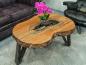 Preview: Design Couchtisch Holz Nierenform Loft Style Metallgestell