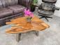 Preview: Couchtisch aus Teakholz mit Glasplatte, ca. 100 x 65-75 x 38 cm.