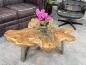 Preview: Couchtisch aus Teakholz, 110x98x39 cm, 8 cm dicke Platte