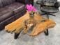 Preview: Coffee table made of tree slice with glass inlays, 101x91x45 cm