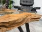 Preview: Coffee table from tree slice with glass inlays, metal legs.