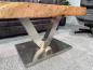 Preview: Coffee table from antique rice mortar with metal base.