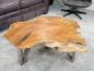 Preview: Teakholz-Couchtisch mit Glas-Einlage, 97x65x38 cm
