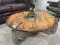 Preview: Couchtisch rund Clash aus Holz mit Edelstahl