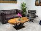 Preview: Einmaliger Couchtisch aus Teak Baumscheiben und Glas