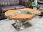 Preview: Massivholz Couchtisch mit Glaseinlage Fjord