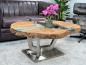 Preview: Massivholz Couchtisch mit Glaseinlage Fjord