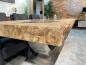 Preview: Stilvoller Esstisch aus massivem Teakholz und Glas 220 cm