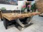 Preview: Stilvoller Esstisch aus massivem Teakholz und Glas 220 cm