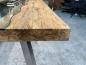 Preview: Massivholztisch mit Glaseinlage aus Altholz