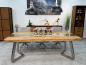 Preview: Massivholztisch mit Glaseinlage aus Altholz