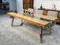 Preview: Massivholztisch mit Glaseinlage aus Altholz