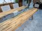 Preview: Massivholztisch mit Glaseinlage aus Altholz