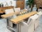 Preview: Massivholztisch mit Glaseinlage aus Altholz