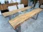 Preview: Massivholztisch mit Glaseinlage aus Altholz