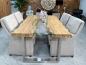 Preview: Massivholztisch mit Glaseinlage aus Altholz