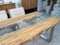Preview: Massivholztisch mit Glaseinlage aus Altholz
