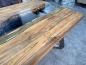 Preview: Massivholztisch mit Glaseinlage aus Altholz