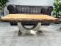 Preview: Massiver Couchtisch Holz mit Edelstahl modern rustikal Massivholz