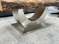 Preview: Massiver Couchtisch Holz mit Edelstahl modern rustikal Massivholz