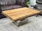Preview: Massiver Couchtisch Holz mit Edelstahl modern rustikal Massivholz