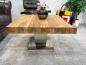 Preview: Massiver Couchtisch Holz mit Edelstahl modern rustikal Massivholz