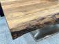 Preview: Massiver Couchtisch Holz mit Edelstahl modern rustikal Massivholz