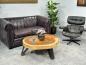 Preview: Massiver runder Couchtisch Baumstamm mit Metallgestell