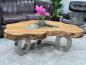 Preview: Couchtisch aus Altholz mit Glaseinlage, 130x87x46 cm