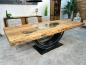 Preview: Esstisch / Massivholztisch "Deep Island" ca. 250 x 103-106 x 77 cm aus recyceltem Altholz mit Rohstahlgestell