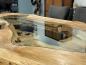 Preview: Esstisch Expression aus Teakholz mit Glaseinlagen und Edelstahlgestell