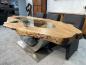 Preview: Esstisch Expression aus Teakholz mit Glaseinlagen und Edelstahlgestell