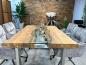 Preview: Esstisch mit Glaseinlage Old Elements aus recyceltem Teakholz