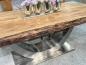 Preview: Wohnzimmertisch Deep Island 220x100 aus massivem Altholz und Edelstahl