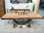 Preview: Wohnzimmertisch Deep Island 220x100 aus massivem Altholz und Edelstahl