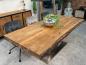 Preview: Esszimmertisch Deep Island 220 x 100 cm Altholz Edelstahl