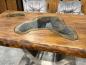 Preview: Massivholz Esstisch "Deep Island" mit Glaseinlage 180 cm