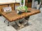 Preview: Massivholz Esstisch "Deep Island" mit Glaseinlage 180 cm