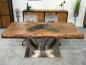 Preview: Massivholz Esstisch "Deep Island" mit Glaseinlage 180 cm