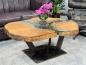 Preview: Massivholz Couchtisch mit Glaseinlage Fjord