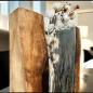 Preview: Kleine Vase aus geschmolzenem Glas mit Holz 50 cm