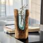 Preview: Kleine Vase aus geschmolzenem Glas mit Holz 50 cm
