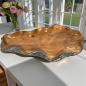 Preview: Holzschale Amalia aus Teakholz mit schwarz/silbernem Rand